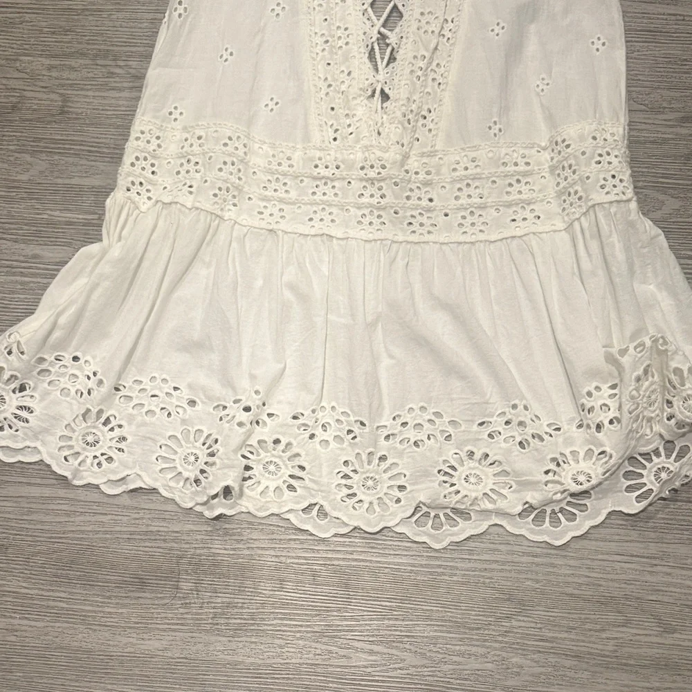 Esperanza Eyelet Mini Dress in Ivory FREE PEOPLE